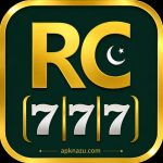 RC777 Game logo with golden border, dark green background, gold RC lettering, selver 777 symbols, APK download app icon