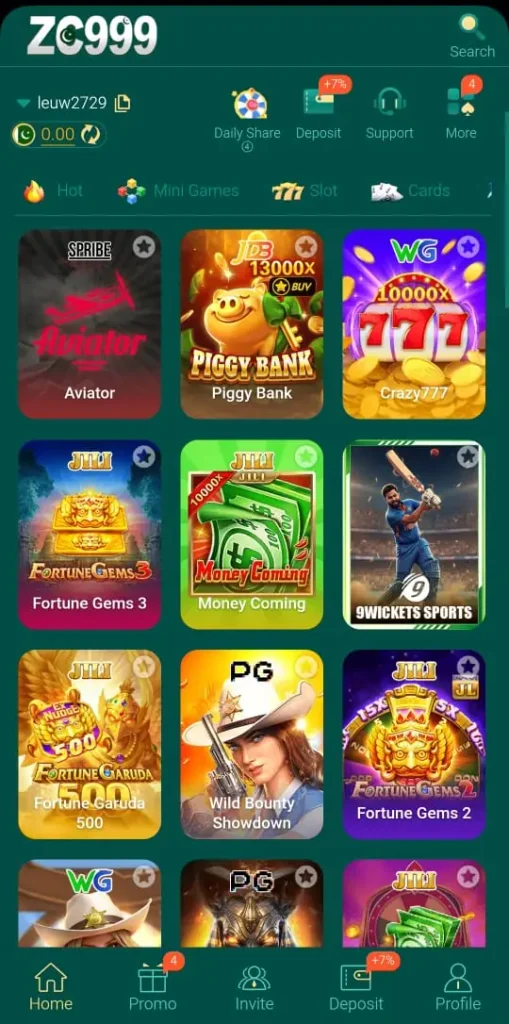 ZC999 Game APK interface